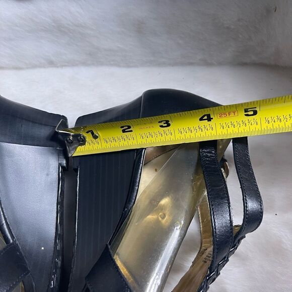 Arturo Chiang Leather black ankle straps wedge sandals SZ10M - Picture 8 of 12